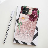 Moderne roze glitter en ventilator met naam Case-Mate iPhone case