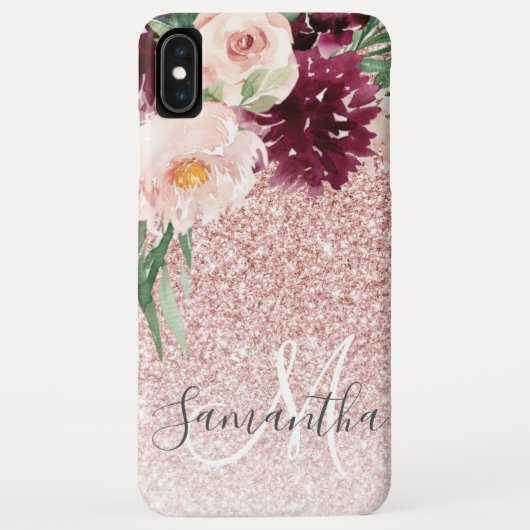 Moderne roze glitter en ventilator met naam Case-Mate iPhone case (Achterkant)