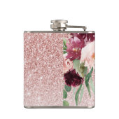 Moderne roze glitter en ventilator met naam heupfles (Achterkant)