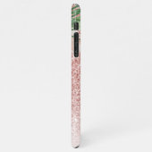 Moderne roze glitter en ventilator met naam iPhone hoesje (Linkerkant)