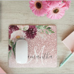 Moderne roze glitter en ventilator met naam muismat<br><div class="desc">Moderne roze glitter en ventilator met naam</div>