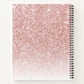 Moderne roze glitter en ventilator met naam notitieboek (Achterkant)