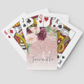 Moderne roze glitter en ventilator met naam pokerkaarten (Achterkant)