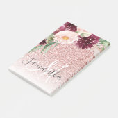 Moderne roze glitter en ventilator met naam post-it® notes (Schuin)