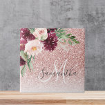 Moderne roze glitter en ventilator met naam tegeltje<br><div class="desc">Moderne roze glitter en ventilator met naam</div>