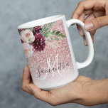 Moderne roze glitter en ventilator met naam tweekleurige koffiemok<br><div class="desc">Moderne roze glitter en ventilator met naam</div>