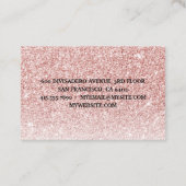 Moderne roze glitter en ventilator met naam visitekaartje (Achterkant)