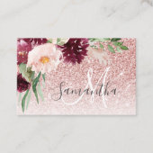 Moderne roze glitter en ventilator met naam visitekaartje (Voorkant)