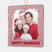 Moderne Roze Glitter Foto | Kerstbal Keramisch Ornament (Links)