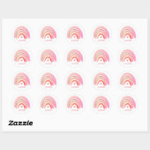 Moderne roze glitter gepersonaliseerde regenboog ronde sticker (Vel)