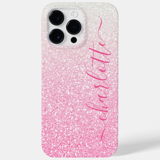 Moderne roze glitter Girly Chic Persoonlijke naam Case-Mate iPhone Case (Achterkant)