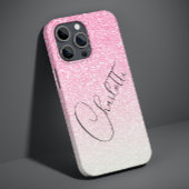 Moderne roze glitter Girly Chic Persoonlijke naam Case-Mate iPhone Case
