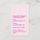 Moderne Roze Glitter Glam Visitekaartje (Achterkant)
