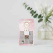 Moderne Roze Glitter Goud Instagram Fotocollage Visitekaartje (Staand voorkant)