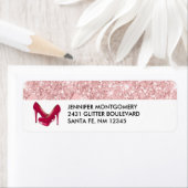 Moderne Roze Glitter & Hoge Hakken Etiket (Insitu)