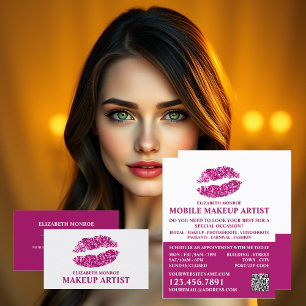 Moderne Roze Glitter Lippen, Reclame voor Visagist Flyer