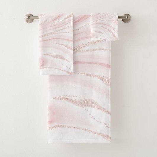 Moderne Roze Glitter Marmer Bad Handdoek (Insitu)