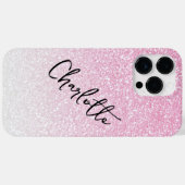 Moderne Roze Glitter Meisjesachtige Chic Gepersona Case-Mate iPhone Case (Achterkant (horizontaal))