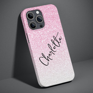 Moderne Roze Glitter Meisjesachtige Chic Gepersona Case-Mate iPhone 14 Pro Max Hoesje