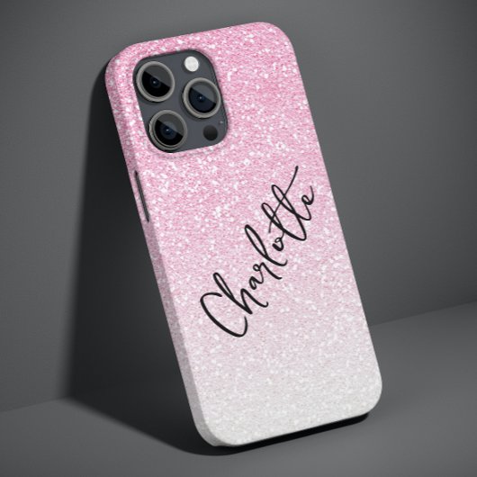 Moderne Roze Glitter Meisjesachtige Chic Gepersona Case-Mate iPhone Case