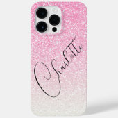 Moderne Roze Glitter Meisjesachtige Chic Persoonli Case-Mate iPhone Case (Achterkant)