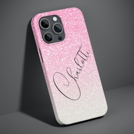Moderne Roze Glitter Meisjesachtige Chic Persoonli Case-Mate iPhone Case