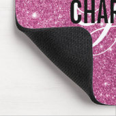 Moderne roze glitter monogram naam muispad muismat (Hoek)