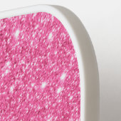 Moderne roze Glitter Monogram Persoonlijke naam Pickleball Paddle (Links Detail)
