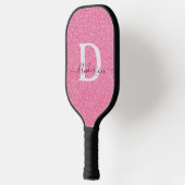 Moderne Roze Glitter Monogram Persoonlijke Naam Pickleball Paddle (Links)