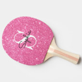 Moderne roze Glitter Monogram Persoonlijke naam Tafeltennisbatje (Zijkant)