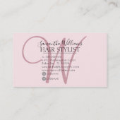Moderne Roze Glitter Monogram Schaar Haar Stylist Visitekaartje (Achterkant)