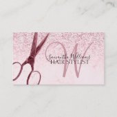 Moderne Roze Glitter Monogram Schaar Haar Stylist Visitekaartje (Voorkant)
