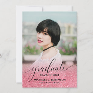 Moderne Roze Glitter Ombre Meisjesachtige Foto Afs Aankondiging