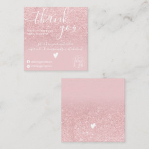 Moderne roze glitter ombre orde bedankt vierkante visitekaartje