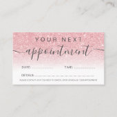 Moderne roze glitter ombre white professional afsprakenkaartje (Voorkant)