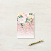 Moderne roze glitter & pastelbloemen - Sparkle Gif Post-it® Notes (Op bureau)