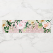 Moderne roze glitter & pastelbloemen - Sparkle Gif Waterfles Etiket (Enkel label)