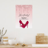 Moderne roze glitter-riemen & heels-bachelorette poster (Keuken)