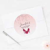 Moderne roze glitter-schijven en bedrijven op hoog ronde sticker (Envelop)