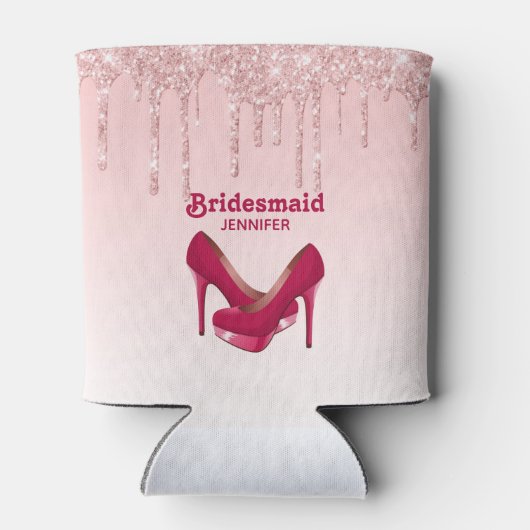 Moderne roze glitter-schijven en hoge beeldkwalite blikjeskoeler (Achterkant)