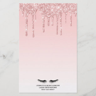 Moderne roze glitter-schijven en zwarte Eyelashes Briefpapier