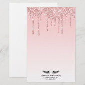 Moderne roze glitter-schijven en zwarte Eyelashes Briefpapier (Voorkant / Achterkant)