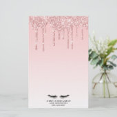 Moderne roze glitter-schijven en zwarte Eyelashes Briefpapier (Staand voorkant)