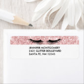 Moderne roze glitter-schijven en zwarte Eyelashes Etiket (Insitu)