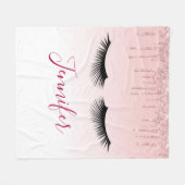 Moderne roze glitter-schijven en zwarte Eyelashes Fleece Deken (Voorkant (Horizontaal))