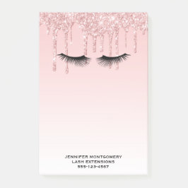 Moderne roze glitter-schijven en zwarte Eyelashes Post-it® Notes