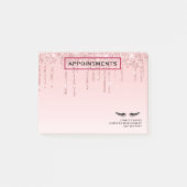 Moderne roze glitter-schijven en zwarte Eyelashes Post-it® Notes (Voorkant)