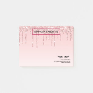 Moderne roze glitter-schijven en zwarte Eyelashes Post-it® Notes