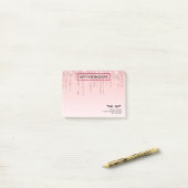 Moderne roze glitter-schijven en zwarte Eyelashes Post-it® Notes (Op bureau)