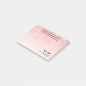 Moderne roze glitter-schijven en zwarte Eyelashes Post-it® Notes (Schuin)